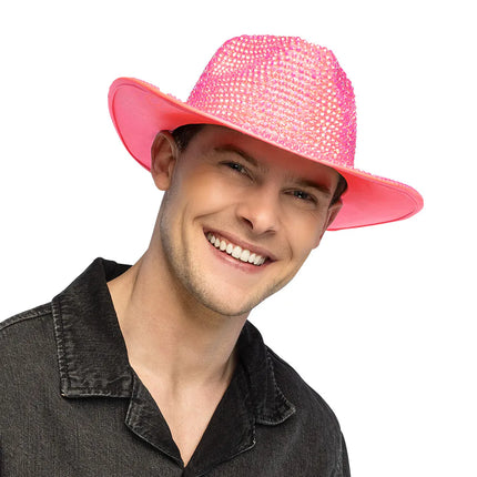 Sombrero de vaquero Aurora rosa neón UV