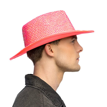 Sombrero de vaquero Aurora rosa neón UV