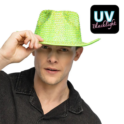 Sombrero de vaquero Aurora verde neón UV