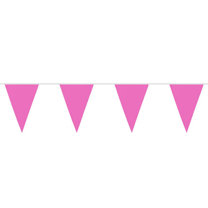 Cadena de banderas de poliéster rosa (26 x 18 cm) (6 m)