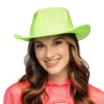 Sombrero de vaquero Aurora verde neón UV