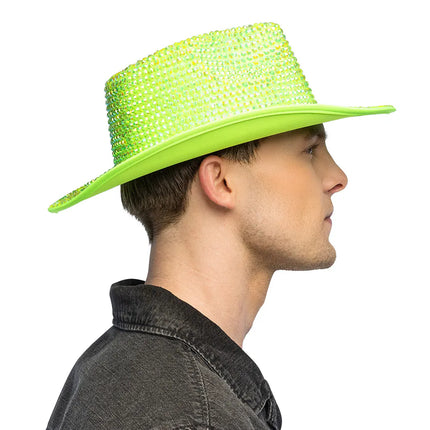 Sombrero de vaquero Aurora verde neón UV