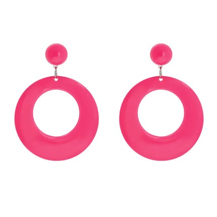 Pareja de pendientes retro en rosa neón