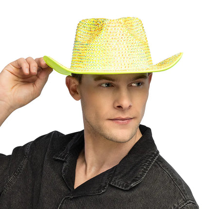 Sombrero de vaquero Aurora amarillo neón UV