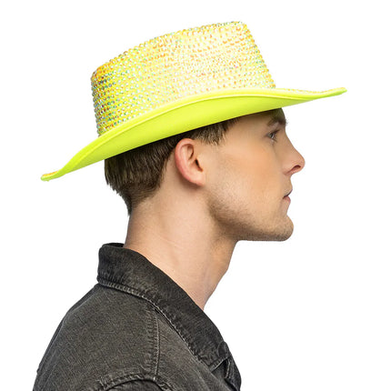Sombrero de vaquero Aurora amarillo neón UV