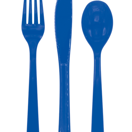 Juego de cubiertos reutilizables de color azul oscuro, 18 piezas