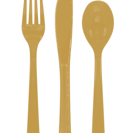 Cubiertos de oro reutilizables, juego de 18 piezas