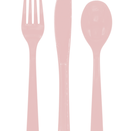 Cubiertos reutilizables de oro rosa, juego de 18 piezas