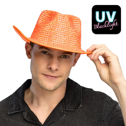 Sombrero de vaquero Aurora naranja neón UV