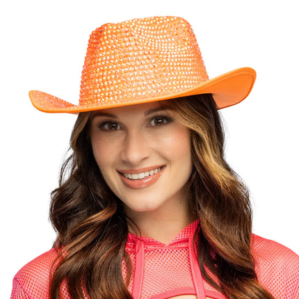 Sombrero de vaquero Aurora naranja neón UV