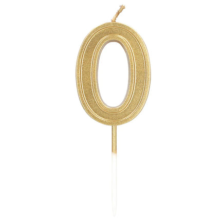 Vela Elegant «0» dorada con palito (3 x 4,2 x 0,7 cm)