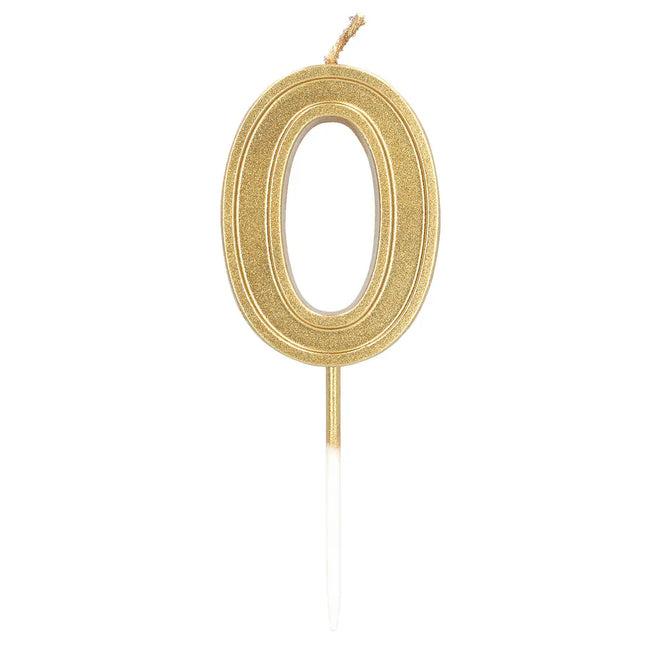 Vela Elegant «0» dorada con palito (3 x 4,2 x 0,7 cm)