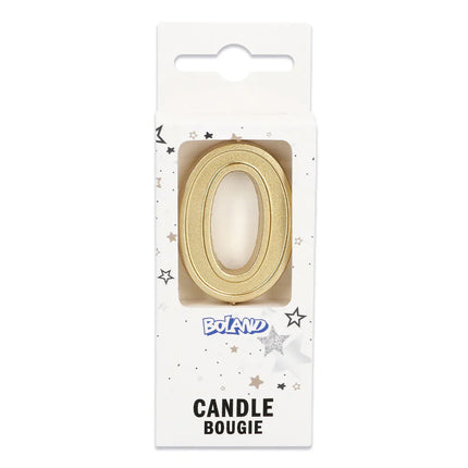 Vela Elegant «0» dorada con palito (3 x 4,2 x 0,7 cm)