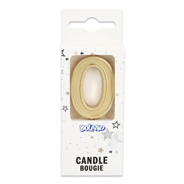 Vela Elegant «0» dorada con palito (3 x 4,2 x 0,7 cm)