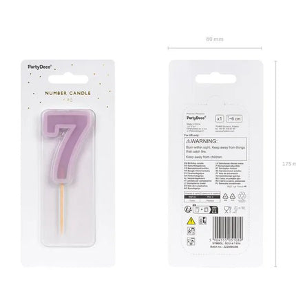 7 Jaar Kaars Paars 10cm van Partydeco koop je bij Partywinkel