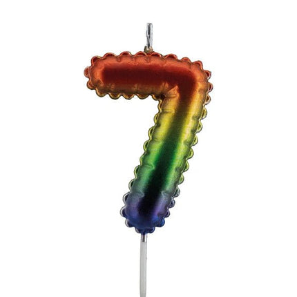 7 Jaar Kaars Regenboog 7cm van VDV Benefit koop je bij Partywinkel