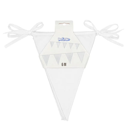 Cadena de banderas de poliéster blanca (26 x 18 cm) (6 m)