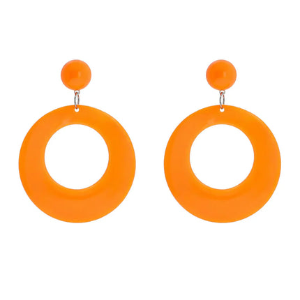 Par de pendientes retro en naranja neón