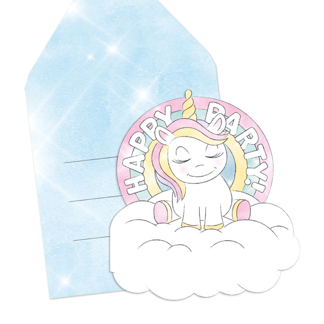 Unicorn Uitnodigingen Happy Birthday 6st