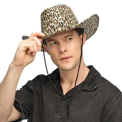 Sombrero de vaquero con estampado de leopardo salvaje
