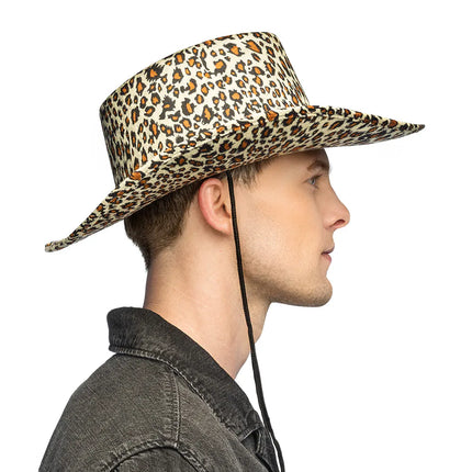 Sombrero de vaquero con estampado de leopardo salvaje