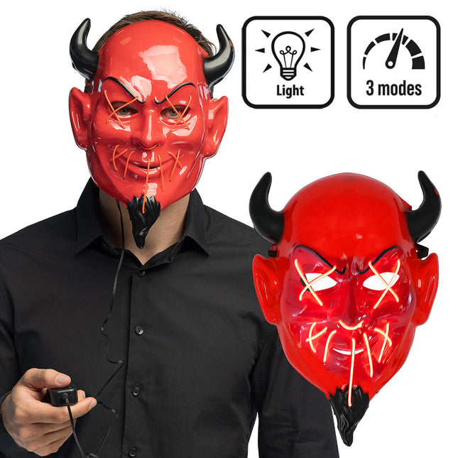 Máscara Halloween Rojo Negro Diablo