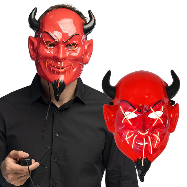 Máscara Halloween Rojo Negro Diablo