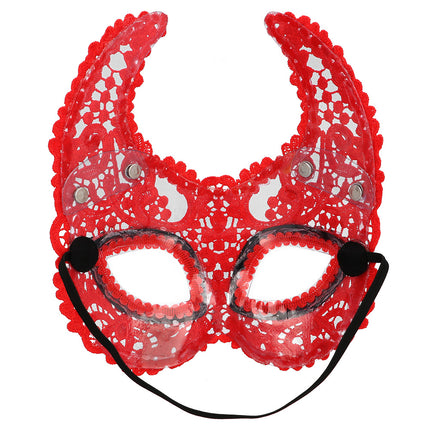 Máscara Ojos Halloween Encaje Diablo Rojo