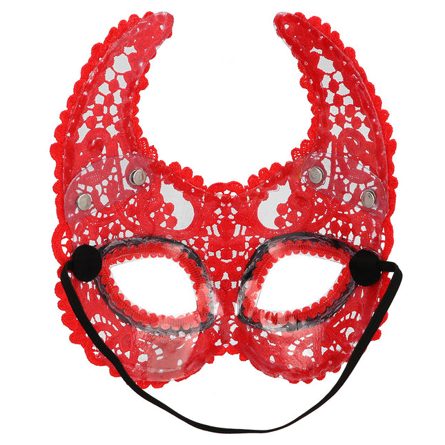 Máscara Ojos Halloween Encaje Diablo Rojo