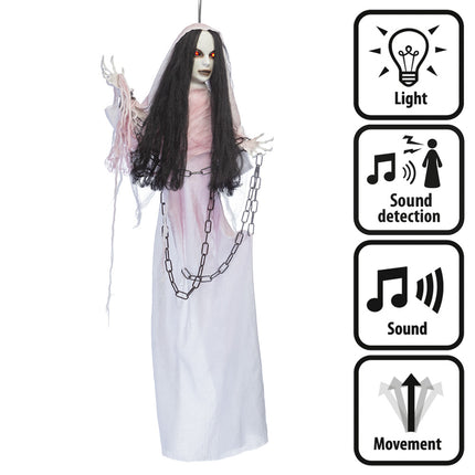 Halloween Decoración Colgante Fantasma Sonido Y Luz 1,2m