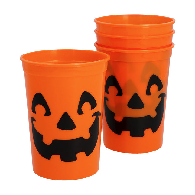 Tazas de Halloween Calabaza Negra Naranja 300ml 4uds