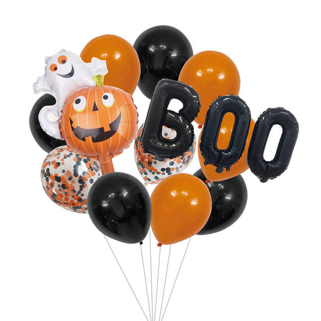 Set Globos de Helio Halloween Negro Naranja 14 piezas