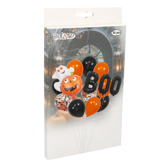 Set Globos de Helio Halloween Negro Naranja 14 piezas