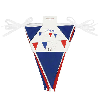 Cadena de banderas de poliéster de Francia, azul/blanco/rojo (26 x 18 cm) (6 m)