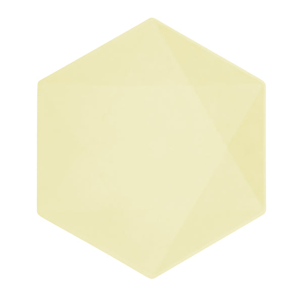 Platos Amarillos Hexágono 26cm 6pcs