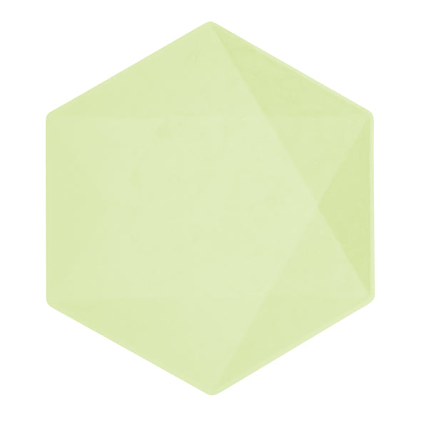 Platos Verdes Hexágono 26cm 6pcs