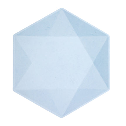 Platos Azul Claro Hexágono 26cm 6pcs