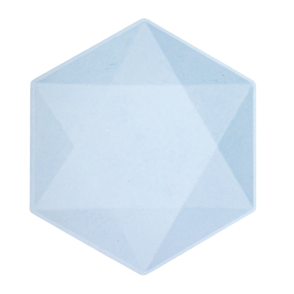 Platos Azul Claro Hexágono 26cm 6pcs