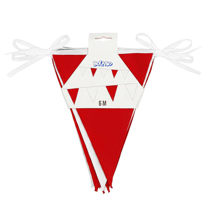Cadena de banderas de poliéster roja/blanca (26 x 18 cm) (6 m)