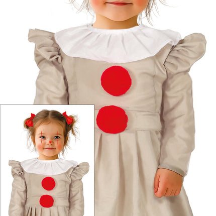 Vestido Halloween Niña Payaso Con Cuello