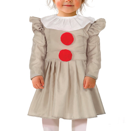 Vestido Halloween Niña Payaso Con Cuello
