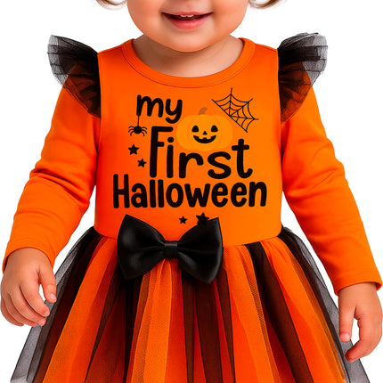 Disfraz de Halloween de bruja para bebé, negro y naranja