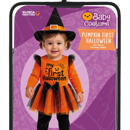Disfraz de Halloween de bruja para bebé, negro y naranja