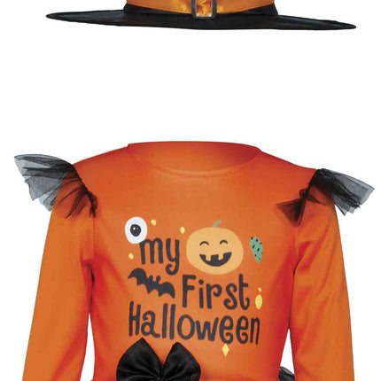 Disfraz de Halloween de bruja para bebé, negro y naranja