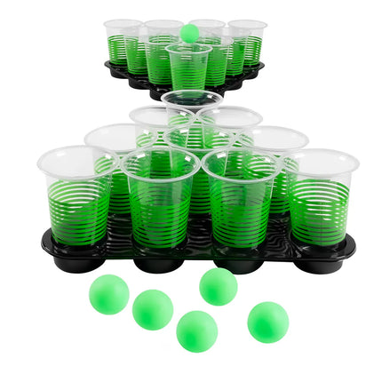 Juego de beber Beer Pong Deluxe (20 vasos, 6 bolas, 2 bandejas)