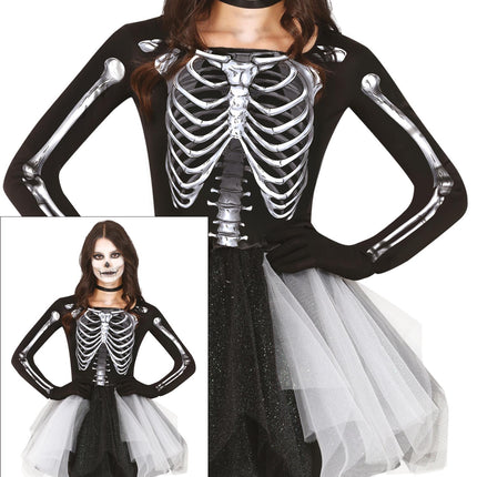 Esqueleto Vestido Halloween Señoras Negro
