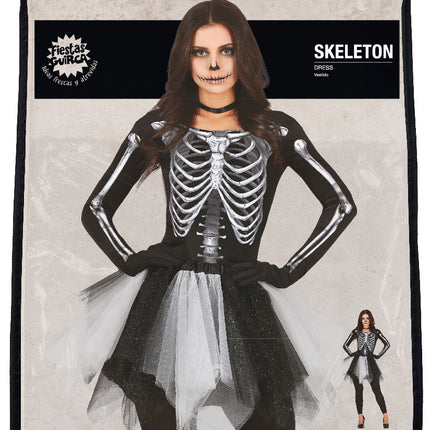 Esqueleto Vestido Halloween Señoras Negro