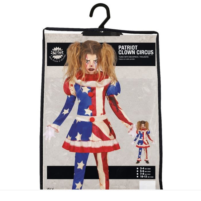 Horror Payaso Disfraz Halloween Niña Azul Rojo