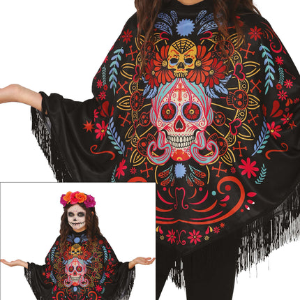 Día De Los Muertos Poncho Niña