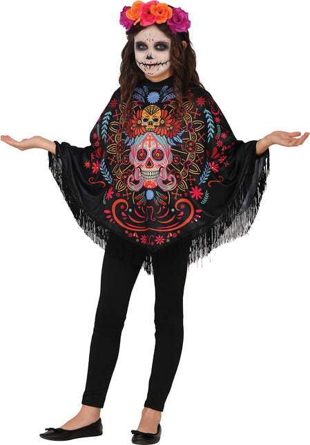 Día De Los Muertos Poncho Niña